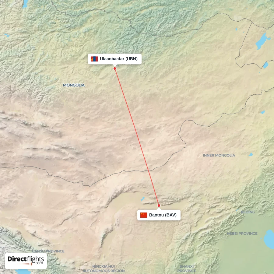 BAV - UBN route map