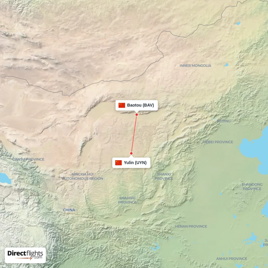 BAV - UYN route map