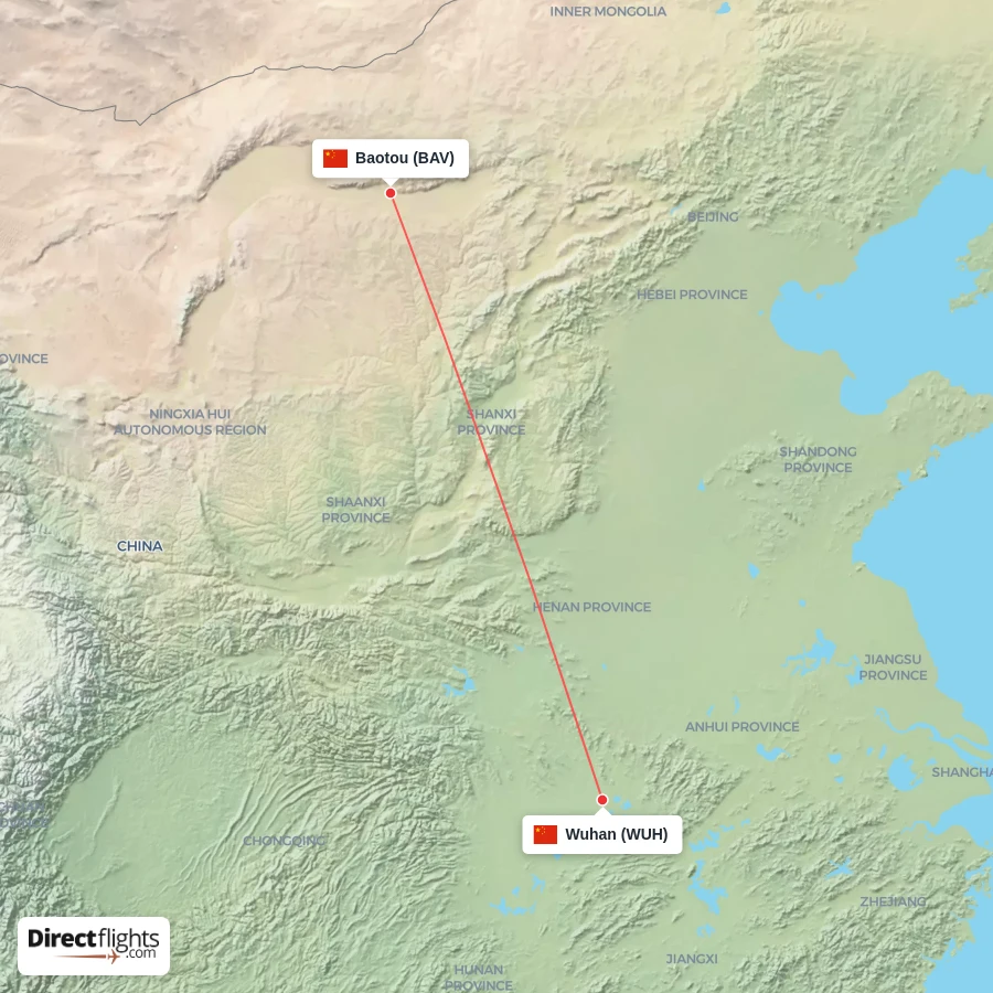 BAV - WUH route map