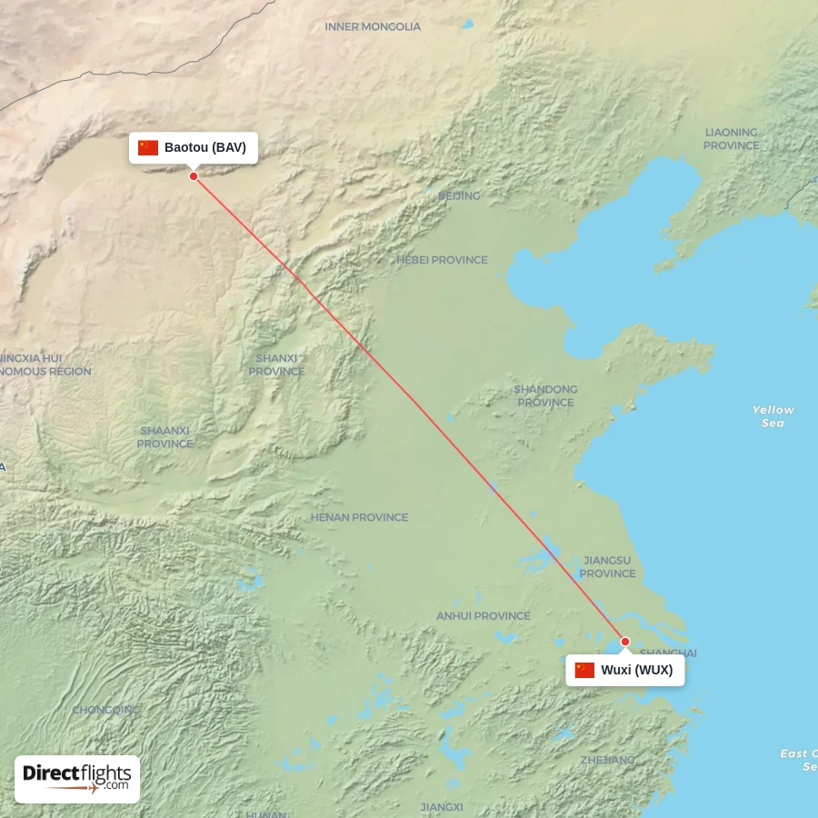 BAV - WUX route map