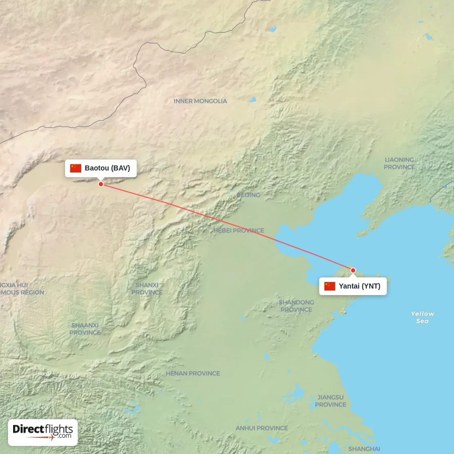 BAV - YNT route map