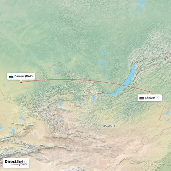 Barnaul - Chita direct flight map