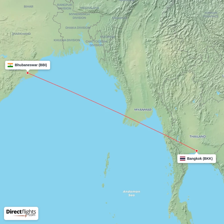 BBI - BKK route map