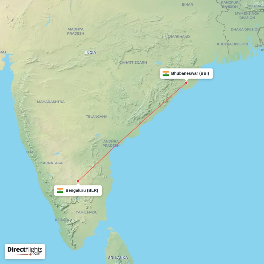 BBI - BLR route map