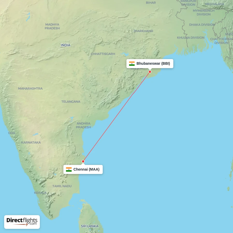 BBI - MAA route map