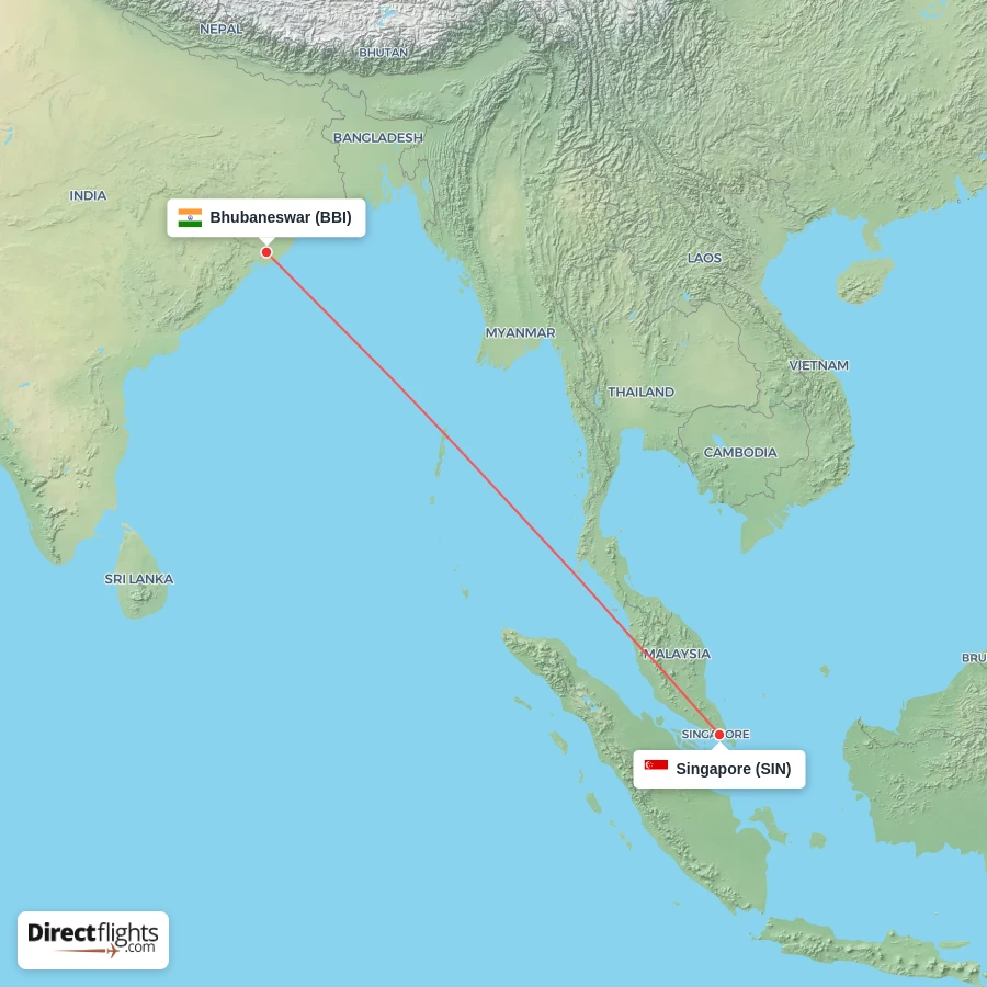 BBI - SIN route map