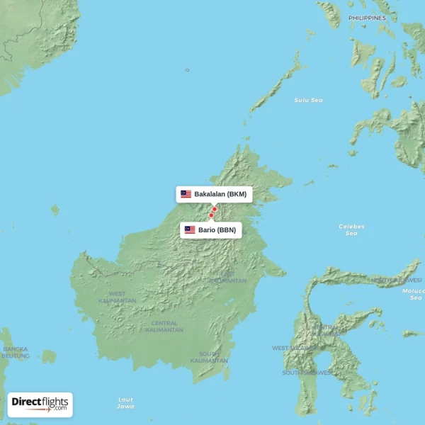 Bario - Bakalalan direct flight map