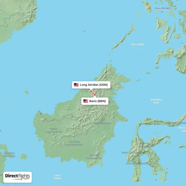 Bario - Long Seridan direct flight map