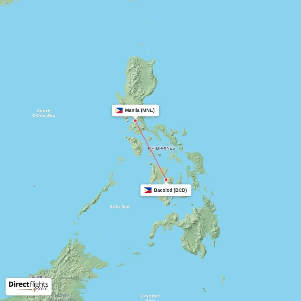 Bacolod - Manila direct flight map