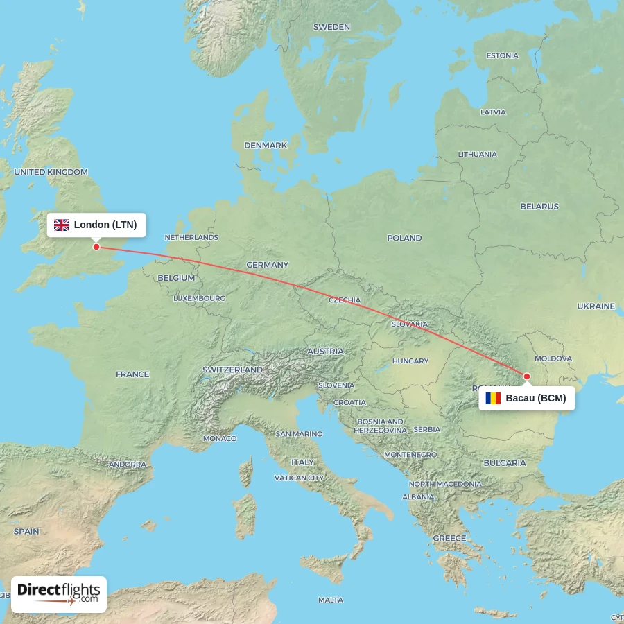 BCM - LTN route map