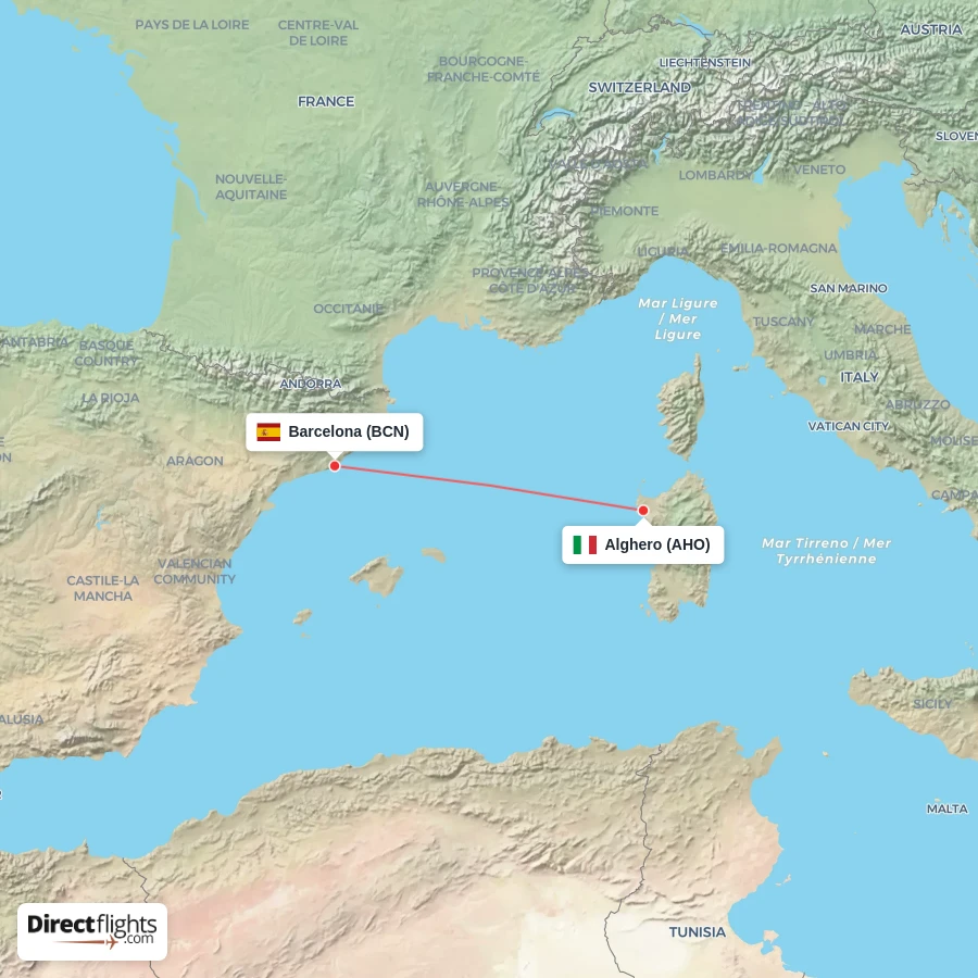 BCN - AHO route map