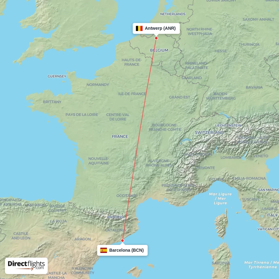BCN - ANR route map