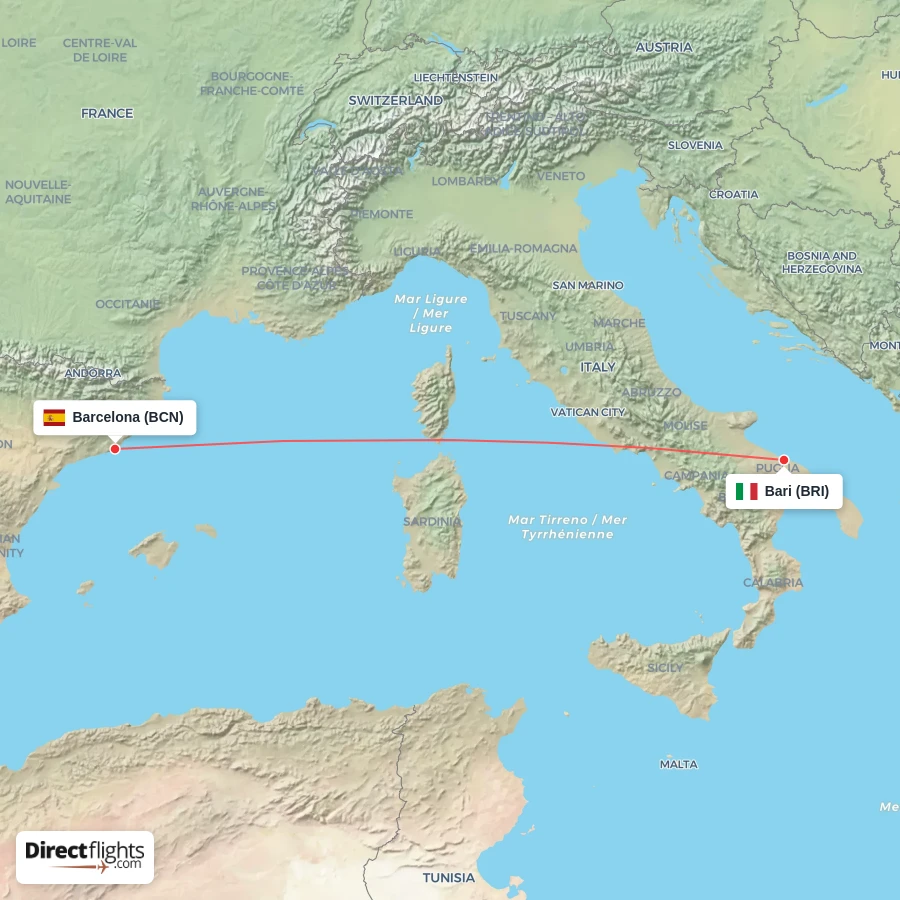 BCN - BRI route map
