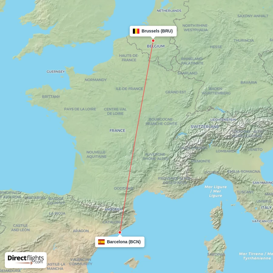 BCN - BRU route map