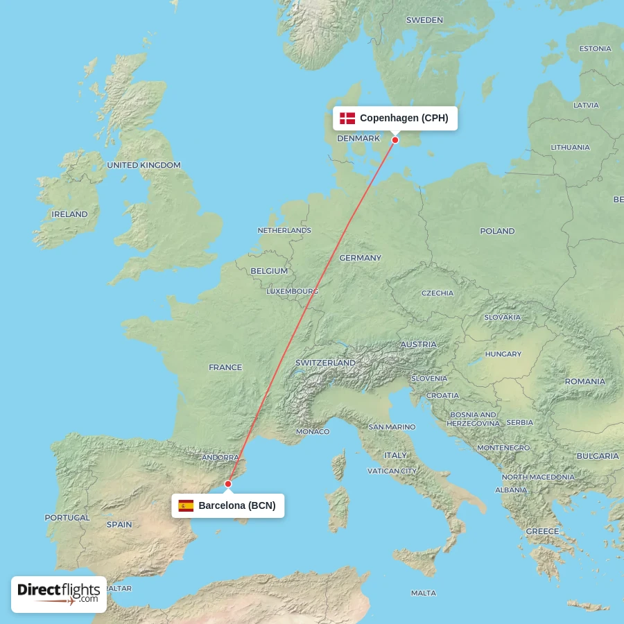 BCN - CPH route map