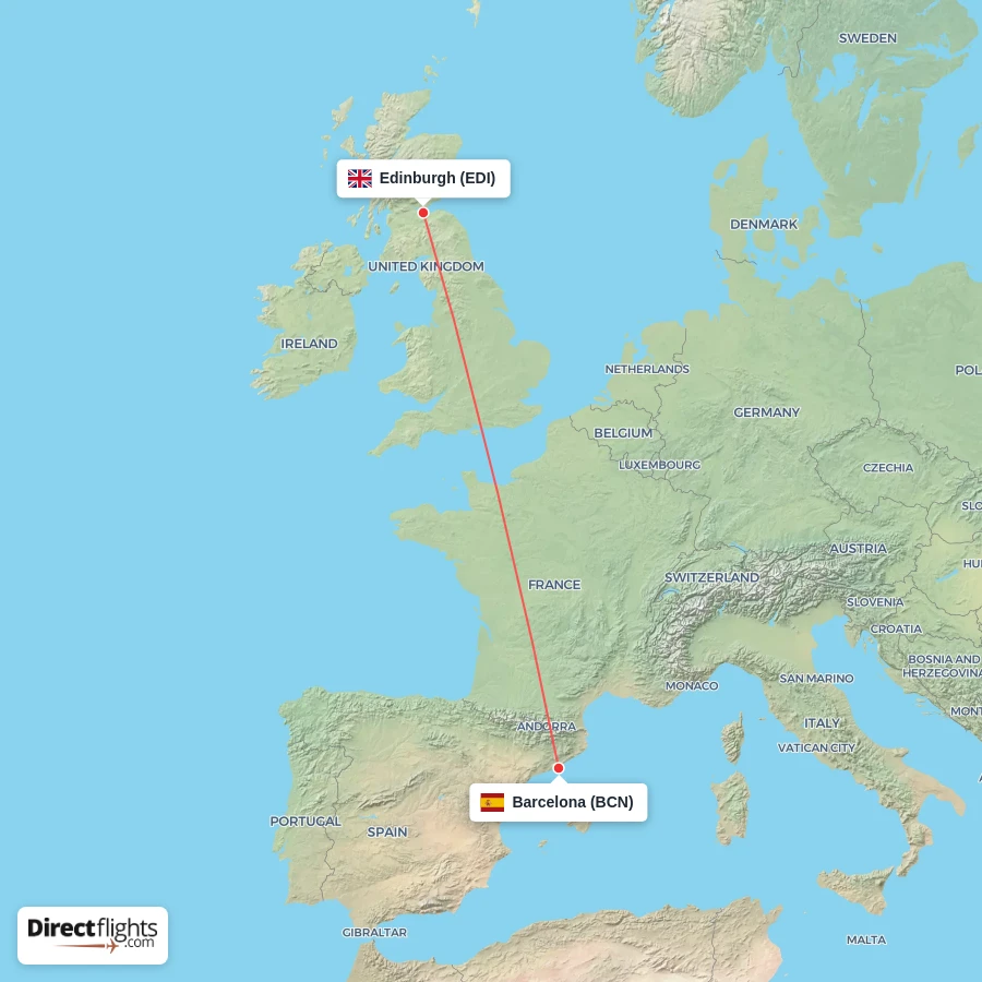 BCN - EDI route map