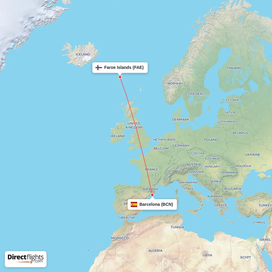 BCN - FAE route map