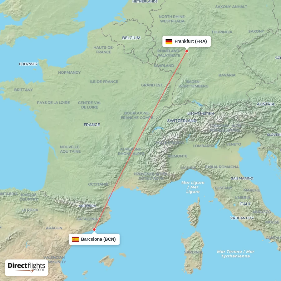 BCN - FRA route map