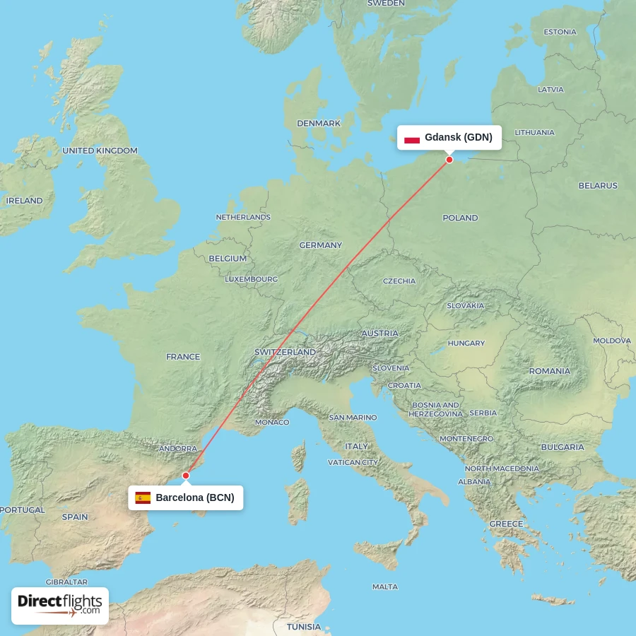 BCN - GDN route map