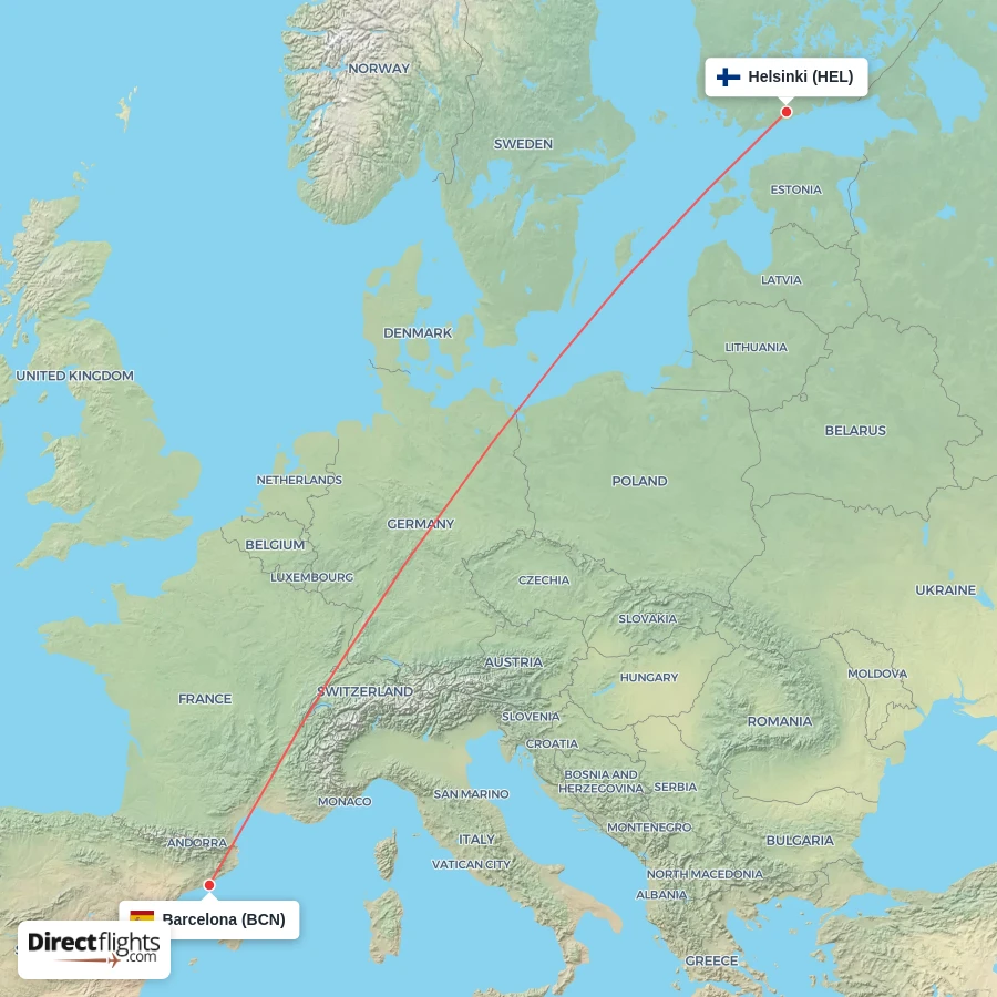 BCN - HEL route map