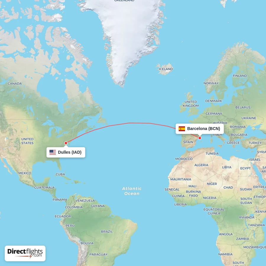 BCN - IAD route map