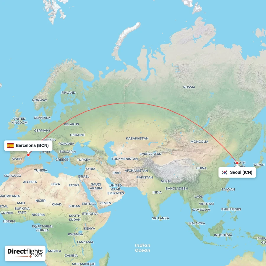 BCN - ICN route map