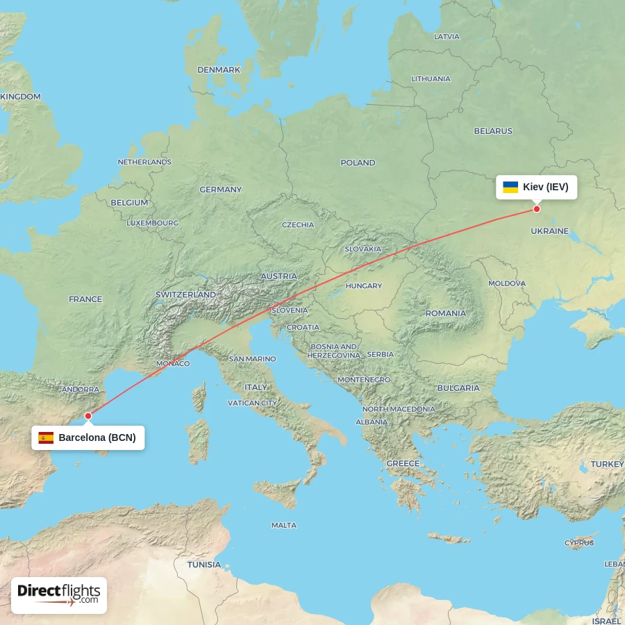 BCN - IEV route map