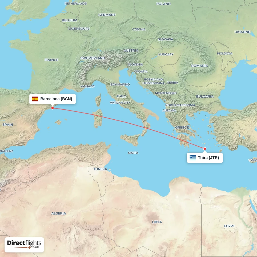 BCN - JTR route map