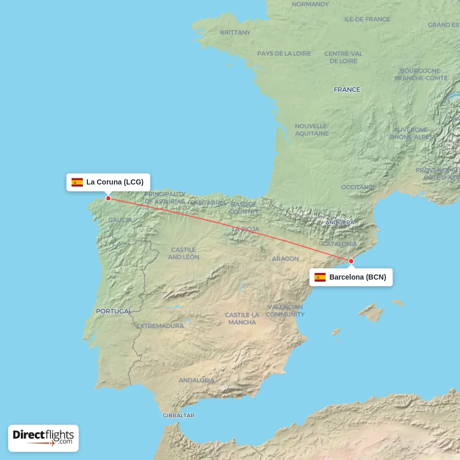 BCN - LCG route map