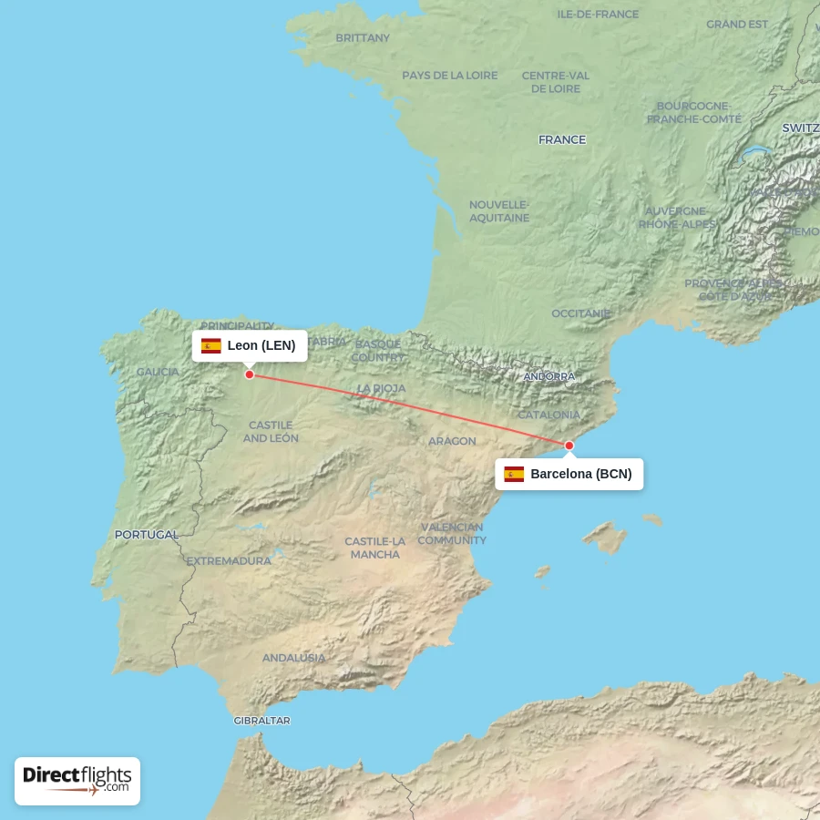 BCN - LEN route map