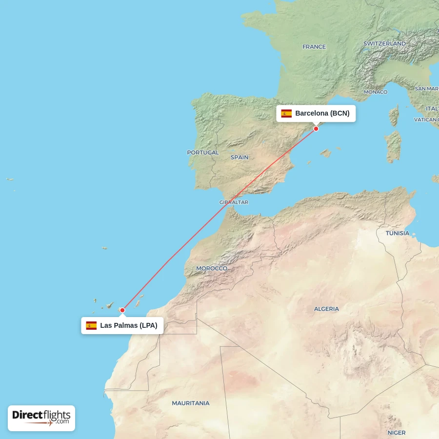 BCN - LPA route map