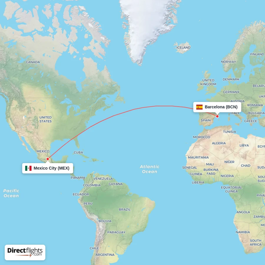 BCN - MEX route map