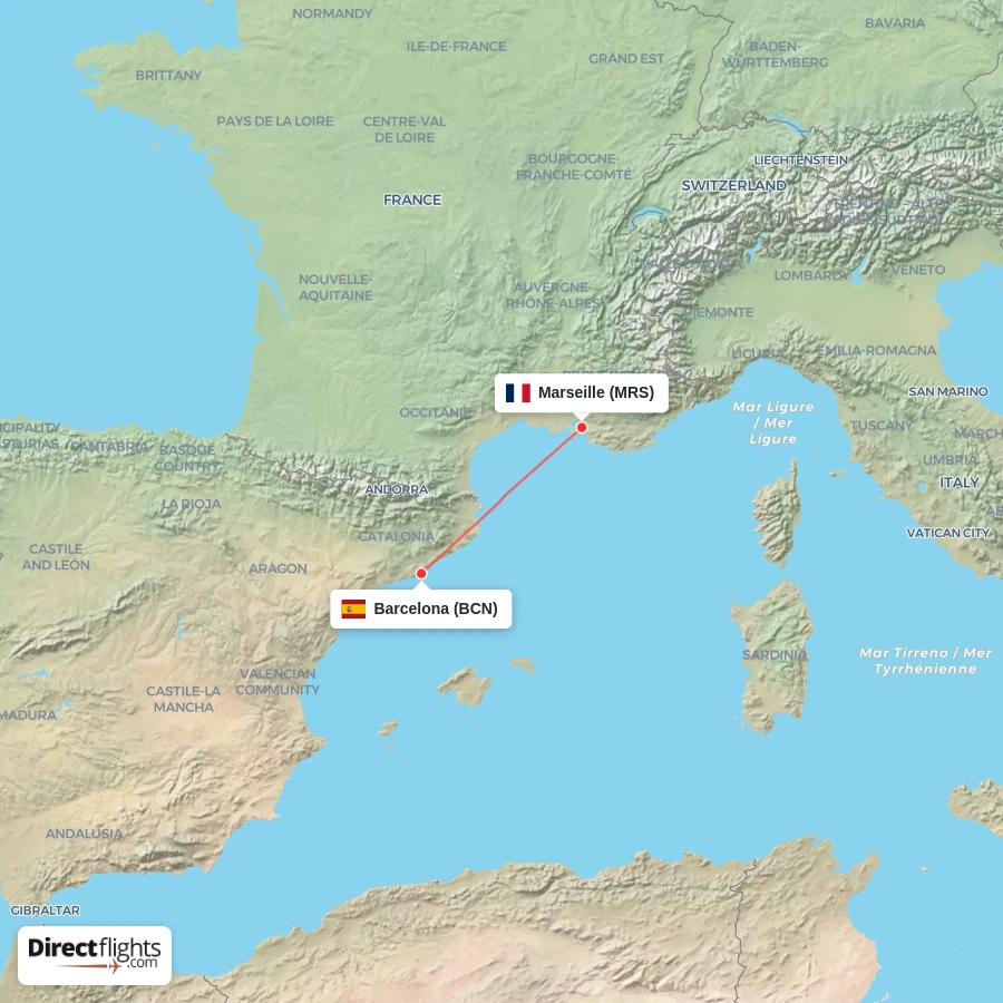 BCN - MRS route map