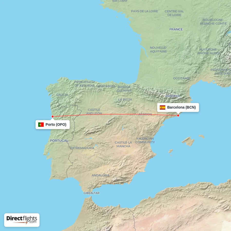 BCN - OPO route map