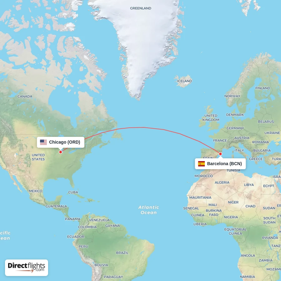 BCN - ORD route map