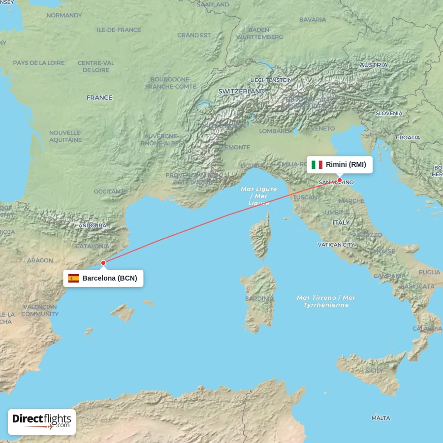 BCN - RMI route map