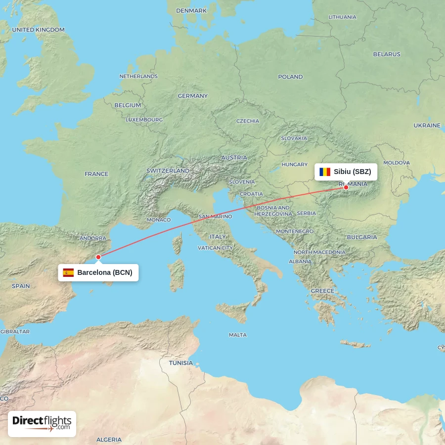 BCN - SBZ route map