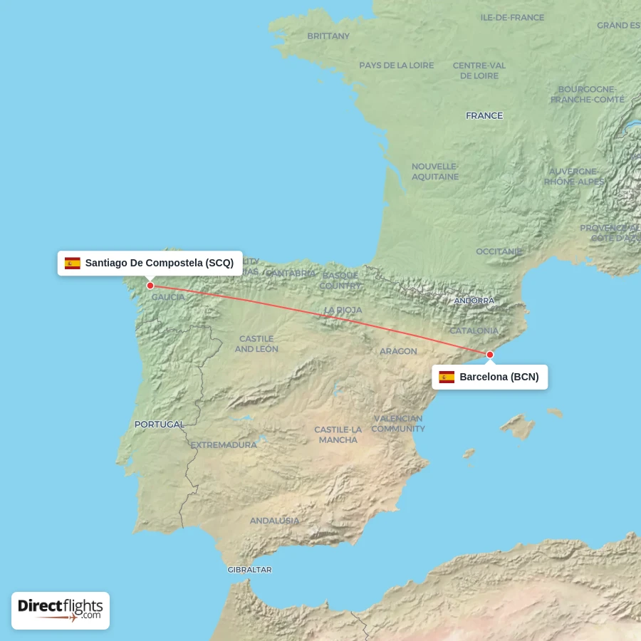 BCN - SCQ route map