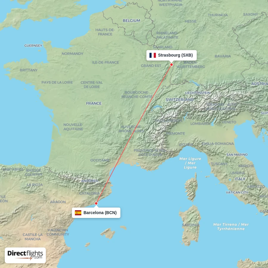 BCN - SXB route map