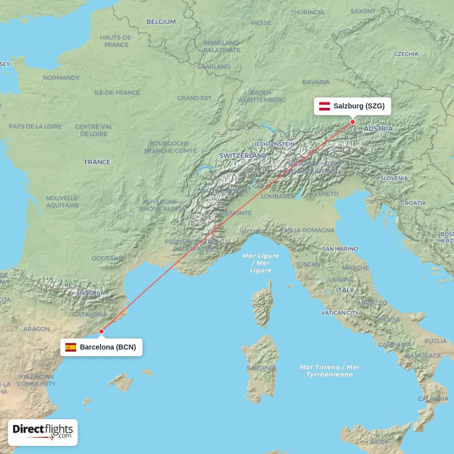 BCN - SZG route map