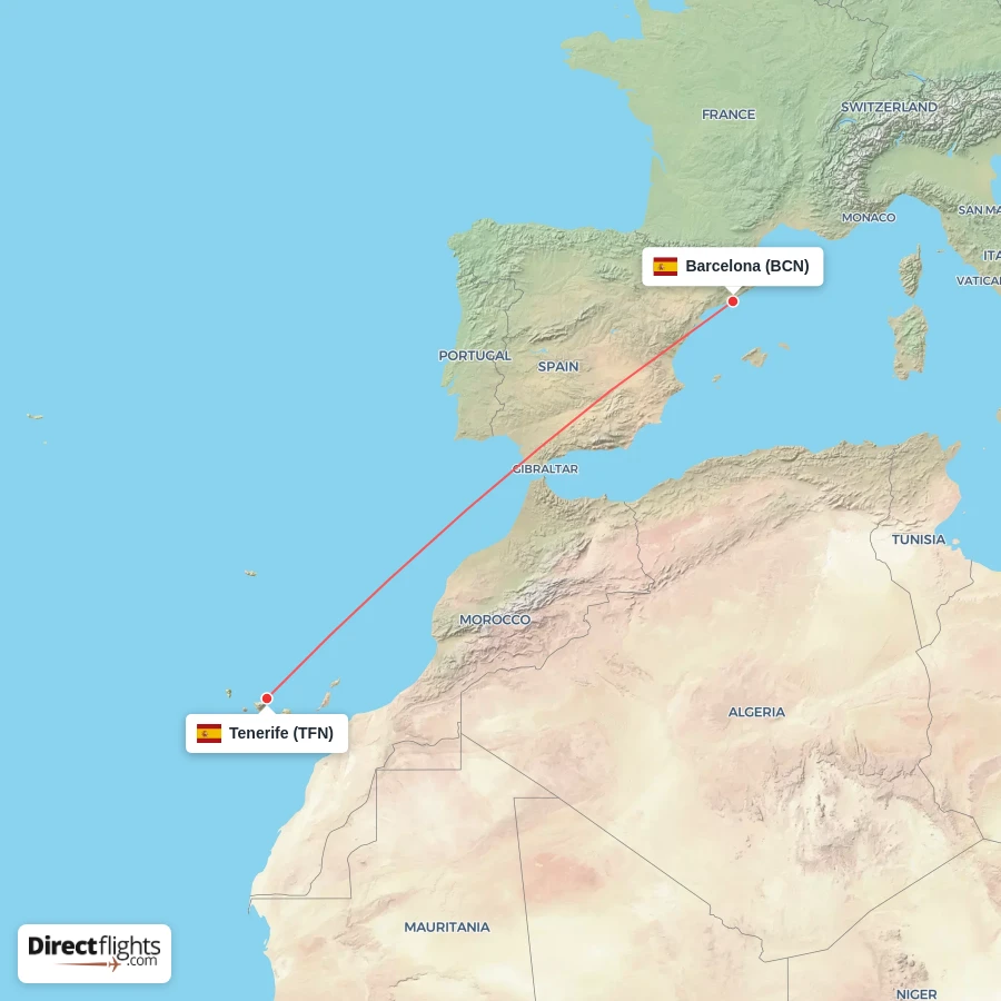 BCN - TFN route map