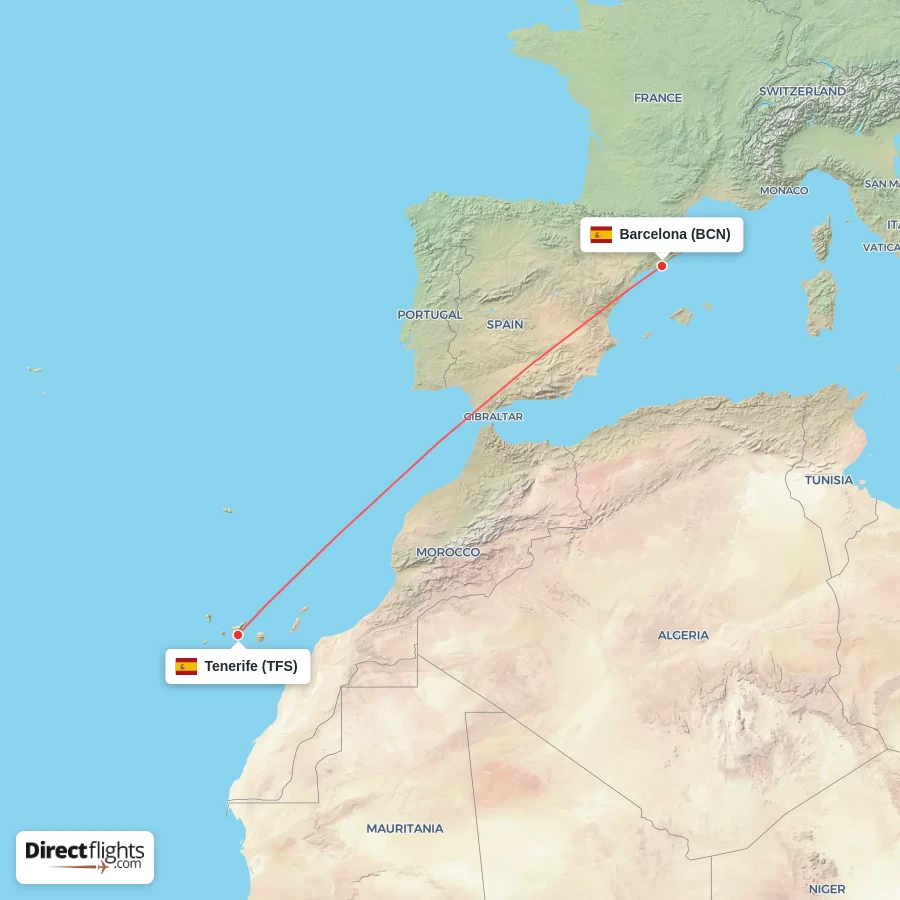 BCN - TFS route map