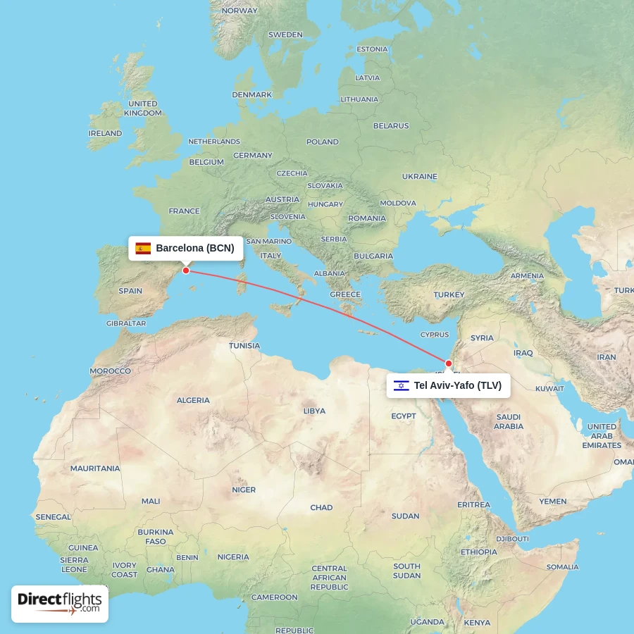 BCN - TLV route map