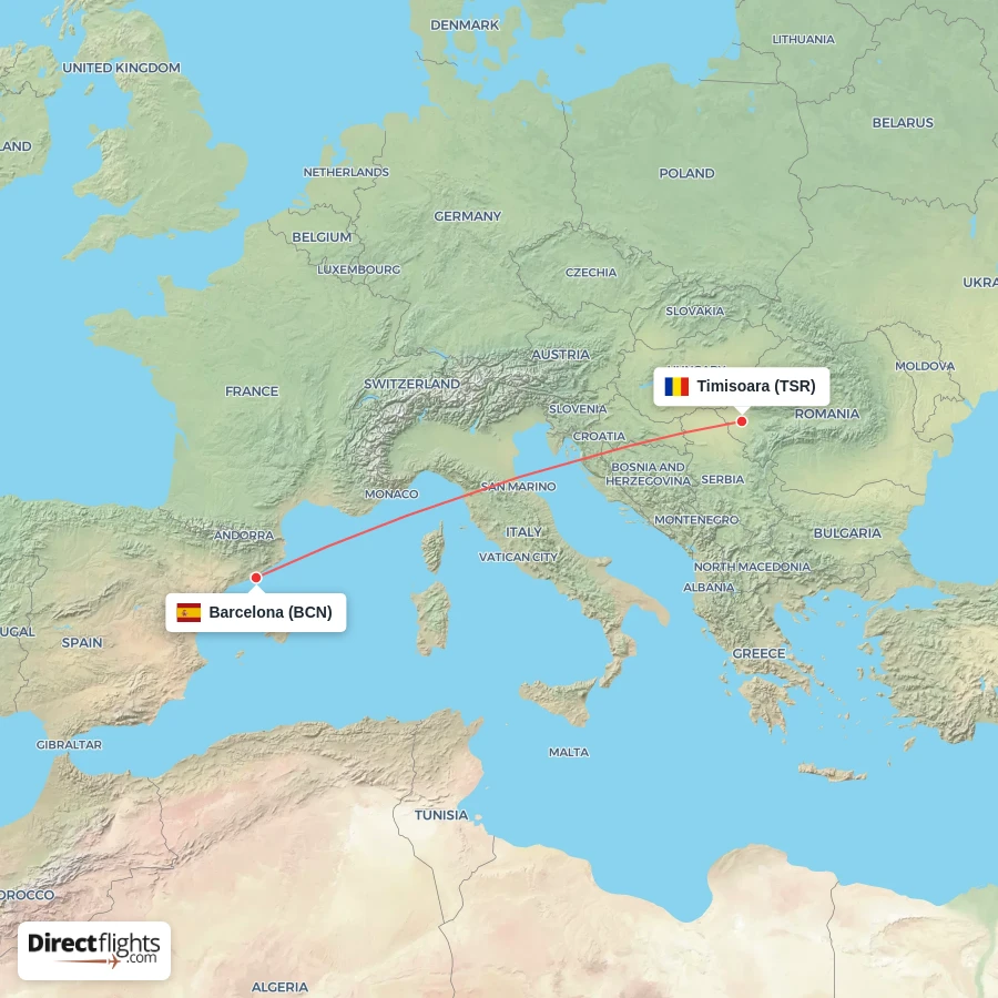 BCN - TSR route map