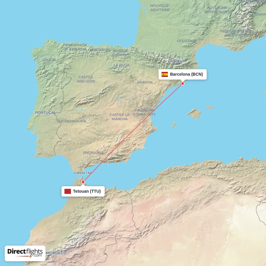 BCN - TTU route map