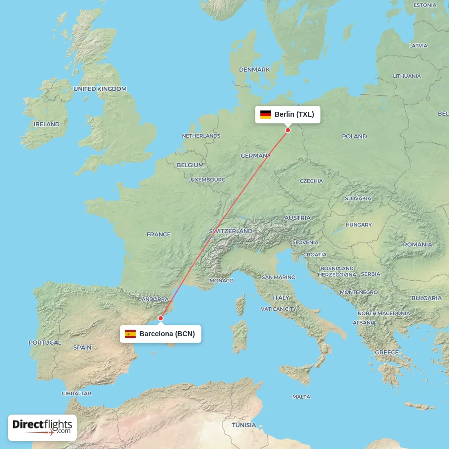 BCN - TXL route map