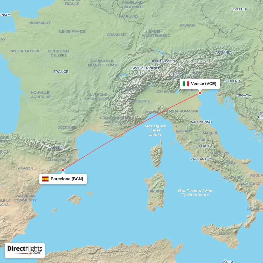 BCN - VCE route map