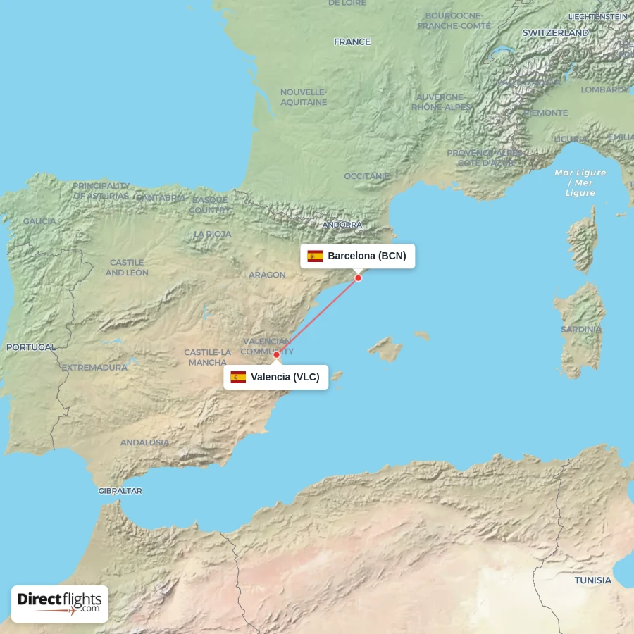 BCN - VLC route map