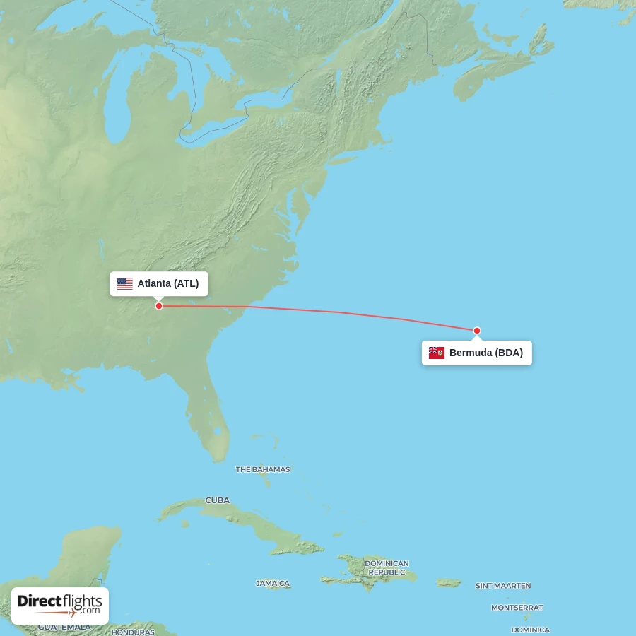BDA - ATL route map