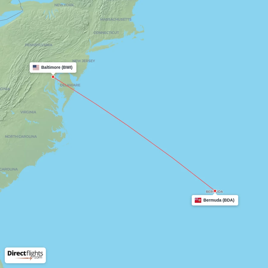BDA - BWI route map